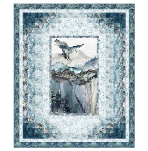 Northcott Fabrics Eagle Quilt, Wildlife Quilts, Panel Quilt Patterns, Fabric Panel Quilts, Mountain Quilts, Stars Quilt, Northcott Fabrics, Country Quilts, Quilt Border