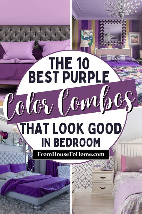 Make your bedroom look stunning with these 10 awesome purple color combinations! From soft and subtle shades to bold and bright hues, there’s a look for everyone. Bedding For Purple Walls, Purple And Light Gray Bedroom, Master Bedrooms Decor Cozy Romantic Purple, Purple Bedroom Paint Colors, Eggplant Bedroom Ideas, Purple Adult Bedroom, Purple Guest Bedroom, Deep Purple Bedrooms, Purple And Blue Bedroom Ideas