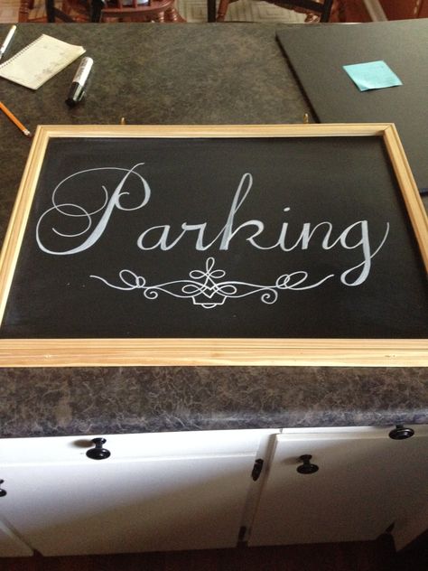 Chalk board sign for parking at wedding Parking Signs Diy, Wedding Parking, Signs Diy, Summer Garden Party, Parking Signs, Shabby Chic Wedding, Chalkboard Signs, Diy Signs, Summer Garden