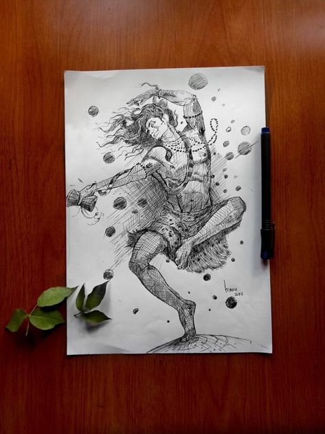 Shiva Crosshatching Shiv Tandav Drawing, Shiv Tandav, Lord Shiva Sketch, Shiva Sketch, Canvas Art Painting Abstract, Planet Drawing, Sanatan Dharma, Pencil Sketch Images, Drawing Journal