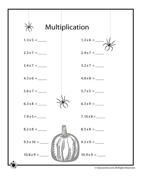 Halloween Math Worksheets - Decimal Multiplication Decimals 4th Grade, Halloween Multiplication Activities, Math Worksheets Grade 3, Teacher Worksheets Lesson Plans, Halloween Worksheet, Decimal Multiplication, Resource Teacher, Halloween Math Worksheets, Halloween Teaching