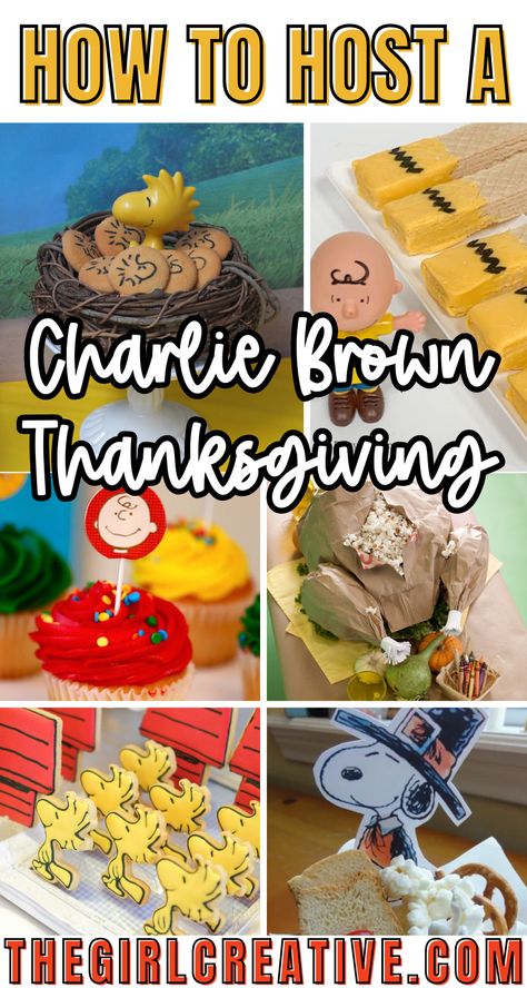 Everything you need to know about how to host a Charlie Brown Thanksgiving Party. From food ideas to a free printable invitation, all the details are here for you. Charlie Brown Thanksgiving | Charlie Brown Thanksgiving Party | Thanksgiving Party Snacks | Thanksgiving Party Planning | Thanksgiving Activities Preschool Thanksgiving Classroom Feast Ideas, Class Thanksgiving Party Food, Charley Brown Thanksgiving, Charlie Brown Thanksgiving Decorations, Charlie Brown Party Food, Charlie Brown Thanksgiving Printables, Charlie Brown Thanksgiving Party School, Peanuts Thanksgiving Party, A Charlie Brown Thanksgiving