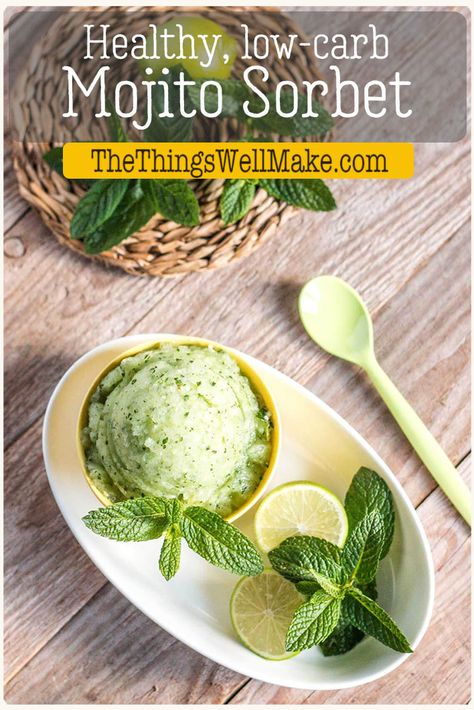 Mojito Sorbet, Cucumber Sorbet, Sorbet Is, Sorbet Recipes, Candida Diet, Healthy Treat, Paleo Vegan, Lemon Mint, Paleo Whole 30