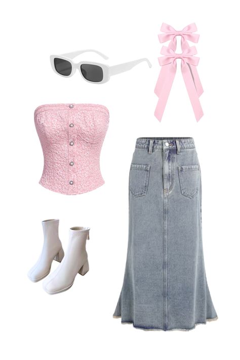 Chic pink, white, and denim outfit for girls! Trendy girly fashion featuring pink tops, white skirts, and denim jeans. Perfect for a stylish look. Explore cute pink accessories, white sneakers, and denim jackets. Elevate your wardrobe with this feminine ensemble.

top: https://shope.ee/2q8Xy1XZmG
skirt: https://s.shopee.ph/AKEYvxlxIe
boots: https://shope.ee/3AlOMdWJ6M
bow inspo: https://shope.ee/6AOzxEBUPN
sunnies: https://shope.ee/9zbiX5XpIm Cute Pink Accessories, White And Denim, Denim Skirt Outfits, Pink Accessories, Chic Pink, Denim Jackets, Girly Fashion, Denim Outfit, White Skirts