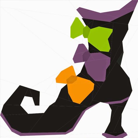 Sewing With Squeak: Witch's Boot-A Free Paper Pieced Pattern Halloween Wool Applique Patterns, Paper Pieced Patterns, Witch Quilt, Witch Pattern, Paper Quilting, Halloween Quilt Patterns, Halloween Blocks, Halloween Applique, Halloween Quilt