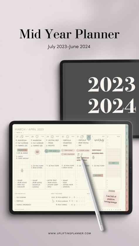 2023-2024 Digital Planner Mid year focused on simple half hourly weekly schedule template for Goodnotes, iPad Ipad Bujo, Planner Weekly Layout, Free Planner Pages, Simple Weekly Planner, Mid Year Planner, Weekly Planner Free, Student Planner Printable, Digital Weekly Planner, Grid Journals