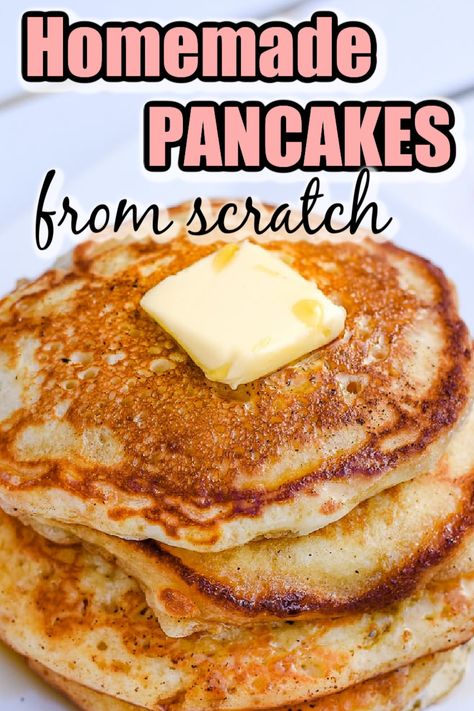 Scratch Pancake Recipe, Fluffy Pancakes From Scratch, Scratch Pancakes, Homemade Pancake Mix Recipe, Easy Homemade Pancake Recipe, Easy Pancake Mix, Best Homemade Pancakes, Homesteading Recipes, Easy Pancakes