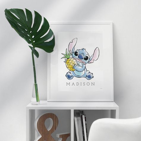 Lilo And Stitch Nursery, Stitch Watercolor, Stitch Nursery, Watercolor Baby Shower, Disney Posters, Nursery Poster, Disney Decor, Disney Lilo, Rainbow Art