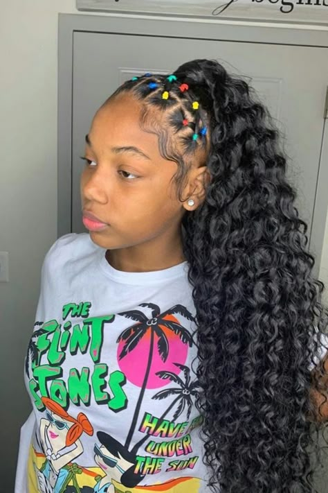 Rubber Band Ponytail Hairstyles, Cute Easy Ponytails, Hair Thread, Rubber Band Ponytail, Band Hairstyles, Rubber Band Hairstyles, Weave Ponytail Hairstyles, Sleek Ponytail Hairstyles, Weave Ponytail