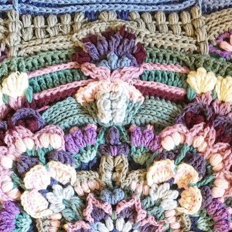 Irene Stewart on Instagram: "I had given up on the High Tea Floral block extension: I didn’t like how the yarn I was carrying showed through and it was stretched and waffly. I’ve frogged the last two rounds and now it’s being blocked so I’m hoping that will make it look better and make me want to continue with it! Pattern by @thefloralhook #crochetastherapy #jentyler #colourfulcrochet #tejidoscrochet #tejidoacrochet #tejidocrochet #crochetcreations #crocheteveryday #crochetersofinstagram #tıği Given Up, High Tea, The High, Giving Up, Then And Now, And Now, Textiles, Yarn, Tea