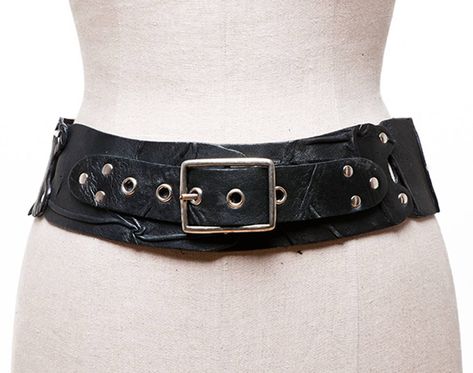 "This lovely leather belt is designed with panels which are riveted to each others. Those panels have been curved to fit perfectly around your hips or your waist.  This is what we call a \"contour belt\". A soft leather skin has been crushed and glued to a backing skin. Those creases for a crush effect give a unique character to this belt. The rectangle silver buckle match with the silver rivets used on the panels. It is a very comfortable and durable... Perfect to treat yourself or get a gift for someone.... Sizes:  S/M - 71cm to 81cm M/L - 86cm to 96cm There is a tolerance of a 1 cm so for example S/M could be 70cm to 80cm and M/L could be 87cm to 97cm. This an indication only. The measurements are the minimum and maximum so if you have a measurement of 76cm you will fit in the size S/M. Belt Fashion, Hip Belt, Silver Belts, A Crush, Leather Skin, Black Leather Belt, Belt Black, Suspender Belt, Dream Clothes