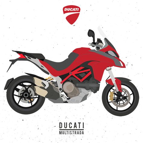 Ducati Illustration, Ducati Multistrada 1200, Moto Ducati, Printable Wall Collage, Bike Wall, Motorcycle Drawing, Ducati Multistrada, Drawing Inspo, Flat Color