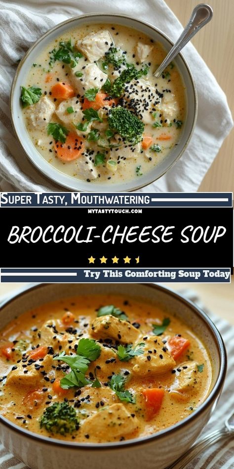 I can't get enough of this super tasty and mouthwatering broccoli-cheese soup! It's creamy, comforting, and packed with vibrant vegetables like carrots and broccoli. Perfect for a cozy night in, this recipe will warm you up and leave you feeling satisfied. Give it a try today! Healthy Broccoli Recipes, Cream Of Broccoli Soup Recipe, Broccoli Recipes Healthy, Broccoli Soup Recipe, Broccoli Benefits, Cream Of Broccoli, Broccoli Cheese Soup Recipes, Cheese Soup Recipes, Cream Of Broccoli Soup