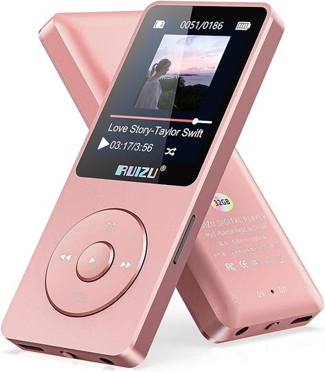 Amazon.com: RUIZU 32GB MP3 Player with Bluetooth 5.3, 1.8" Screen Portable Music Player, FM Radio, Voice Recording, EBook, Shuffle Single Loop, 80H Digital Audio Video Playback, Lightweight, Support 128GB TF Card : Electronics Mp3 Aesthetic, Mp3 Player Aesthetic, Portable Music Player, Wishlist Ideas, Voice Recording, Voice Recorder, Music Items, Audio Player, Fancy Bags