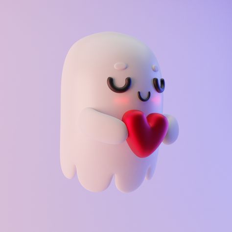 #blender #3d #cute #heart #valentines #love #render #ghost #3dmax #maya #lowpoly Cute Blender 3d, Blender 3d Illustration, Blender 3d Art, Lowpoly 3d, 3d Nft, 3d Karakter, Heart 3d, 3d Blender, Heart Valentines