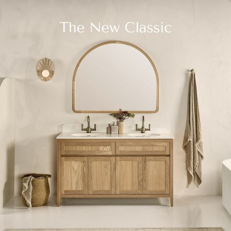 A new classic with our signature features like, finger pull drawers, elegant tapered legs and a natural finish. Now available in 6 different sizes and 7 timber finishes. Bring a little luxe to your bathroom. 💁🏼‍♀️ Hamptons Bathroom, Concrete Planter Boxes, Timber Sliding Doors, Mediterranean Bathroom, Modern Mediterranean Homes, Kitchen Island Bench, Timber Fencing, Diy Blinds, Finger Pull