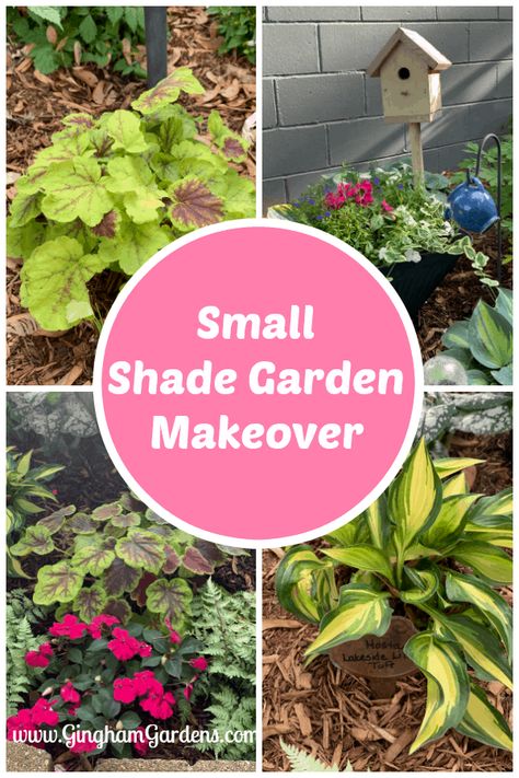 Small Shade Garden Transformation with lots of before and after photos and tips for doing a garden makeover. #ginghamgardens #gardenmakeover #fixeruppergardens Tiny Shade Garden, Small Shaded Garden Ideas, Small Shade Garden Ideas, Garden In Shaded Area, Ideas For Shady Corner Of Garden, Small Shade Garden, Garden Transformation Before And After, Before And After Garden Makeovers, Landscape Ideas Architecture