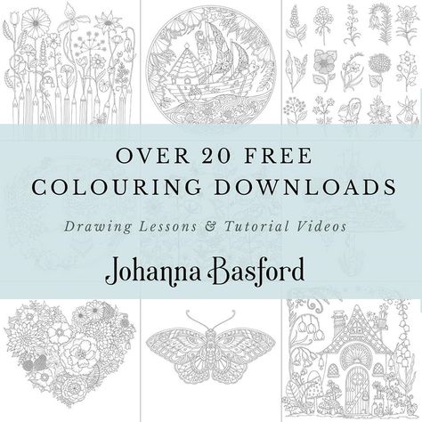 Johanna Basford on Instagram: “🥰FREE COLOURING DOWNLOADS!🥰 There are now over 23 downloads, colouring tutorials and drawing lessons all available on the Happy Place page…” Joanna Basford Coloring, Joanna Basford, Adult Colouring Printables, Zentangle Tutorial, Book Maker, Johanna Basford Coloring Book, Adult Colouring Pages, Free Adult Coloring Pages, Colouring Printables