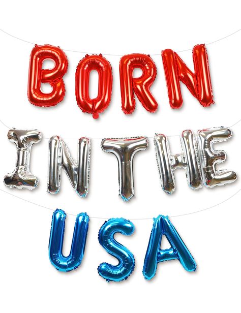 PRICES MAY VARY. [Celebrate in Style]: Elevate your patriotic celebrations with our stunning star foil balloons! This set features 1 "born in the usa" balloons banner 16"x16", guaranteeing a dazzling display of red, white, and blue. Each balloon is crafted with precision for exceptional quality and maximum visual impact. [Premium Quality]: Crafted from high-quality foil polyester film, our red, silver, and blue balloons feature vibrant colors, exquisite designs, and exceptional durability and se Labor Day Decorations, Veterans Day Celebration, Blue Party Decorations, Born In The Usa, Party In The Usa, Independence Day Decoration, Baby Q, Blue Foil, Balloon Banner