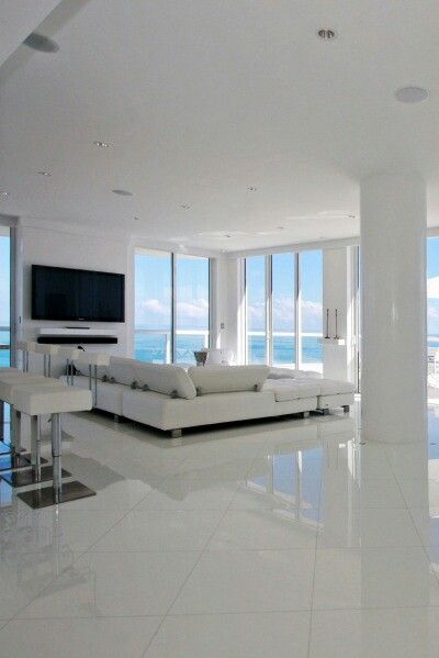 ⛅ Luxury Penthouse, Floor To Ceiling, Floor To Ceiling Windows, White Furniture, Ceiling Windows, Glass Doors, Home N Decor, White Interior, Large Windows