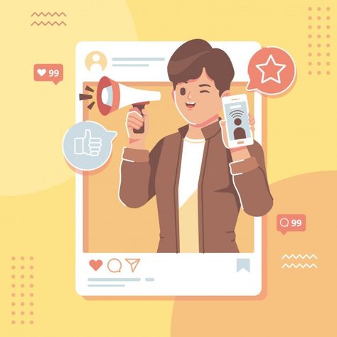 Poster About Social Media, Social Media Illustration Art, Influencer Illustration, Career Illustration, Social Media Illustration, Illustration Social Media, Pubmat Ideas, Flat Graphic Design, Media Poster