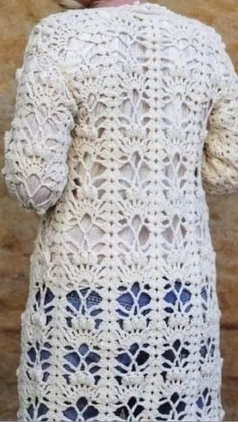 Crochet Useful Items, Long Cardigan Crochet, Long Crochet Cardigan, Crochet Jacket Pattern, Crochet Leaf Patterns, Useful Items, Crochet Sweater Pattern Free, Easy Crochet Patterns Free, Cardigan Design