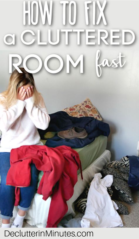 How to fix a cluttered room and transform it into a neat and organized space. Clutter is stressing you out and you don't know how to fix it? This guide will show you how to declutter your room without freaking out and becoming overwhelmed. These tips are easy and actionable so that you can finally get rid of the extra stuff and have a space that you love to be in. #fixclutteredroom #clutteredroomfix #declutterroom How To Get Rid Of Clothes Clutter, Decluttered Room, Ways To Organize Your Room, Small Boys Room, Declutter Your Room, Room Declutter, Declutter Help, Cluttered Room, Professional Organizing Tips