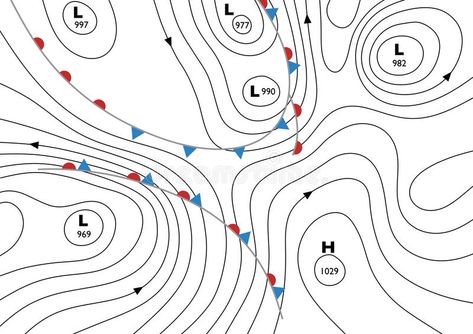 Isobars. Editable vector illustration of a generic weather map showing isobars a , #spon, #illustration, #generic, #vector, #Isobars, #Editable #ad Weather Fronts, Weather Design, Weather Art, Weather Crafts, Map Quilt, Signal Hill, Weather App, Weather Map, Sun Clouds