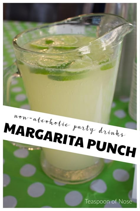 Nonalcoholic Punch, Margarita Punch Recipe, Non Alcoholic Margarita, Margarita Mocktail, Margarita Punch, Taco Bar Party, Alcoholic Punch Recipes, Non Alcoholic Punch, Alcoholic Punch