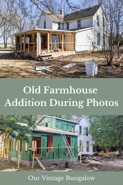 Old Home With Modern Addition, Adding Onto An Old Farmhouse, Old Farmhouse Updates, Old Farm Houseplans Interior Design, Fixing Up An Old House, Updating Old Farmhouse, House Renovations Before And After, Diy Add On Room To House, Old Home Additions