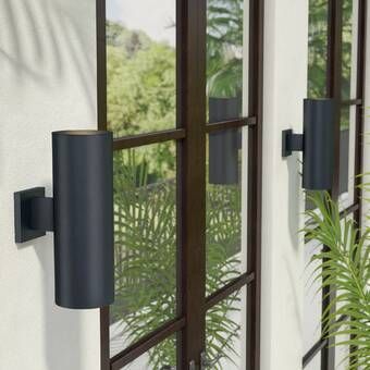 AllModern Eden LED Outdoor Armed Sconce & Reviews | Wayfair Outdoor Barn Lighting, Outdoor Space Design, Outdoor Sconces, Outdoor Wall Lantern, Barn Lighting, Solar Lights Garden, Wall Lantern, Exterior Decor, Steel Wall