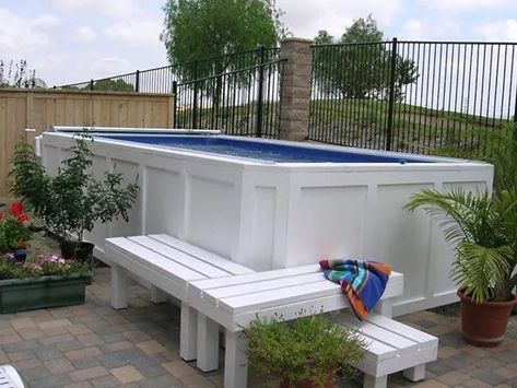 Backyard Pool And Spa, Endless Pools, Small Backyard Pool, Backyard Pool Ideas, Rectangle Pool, Endless Pool, Pool Backyard, Above Ground Pool Landscaping, Rectangular Pool