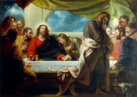 The Last Supper by Benjamin West | USEUM The Last Supper Painting, Benjamin West, The Last Supper, West Art, Biblical Art, Jesus Images, Last Supper, Oil Painting Reproductions, Handmade Oil