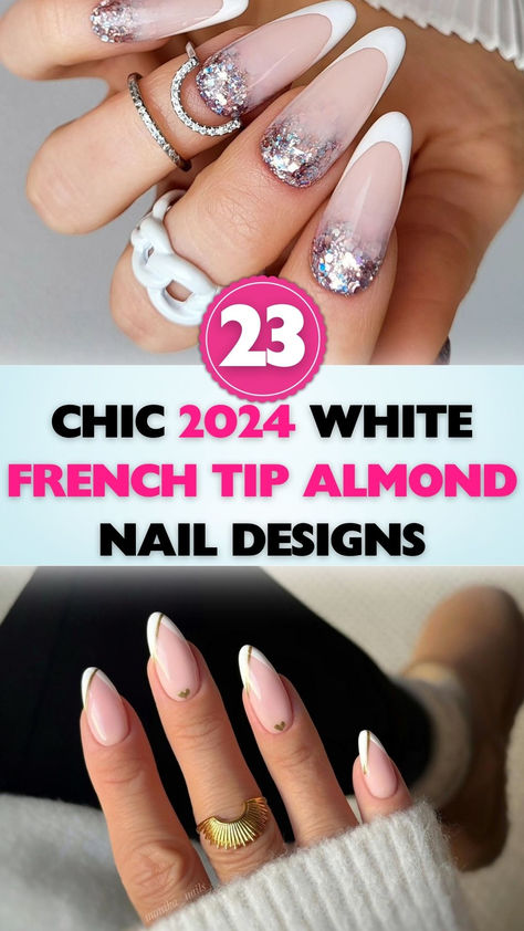 Explore the elegance of white french tip almond nails for a stylish 2024. Perfect for any occasion, these designs offer a timeless beauty that never fades. White French Tip Almond Nails, French Almond Nails Design, White French Tip Almond, Tip Almond Nails, French Tip Almond Nails, French Tip Almond, Almond Nail Ideas, Almond Nail Designs, French Tip Gel Nails