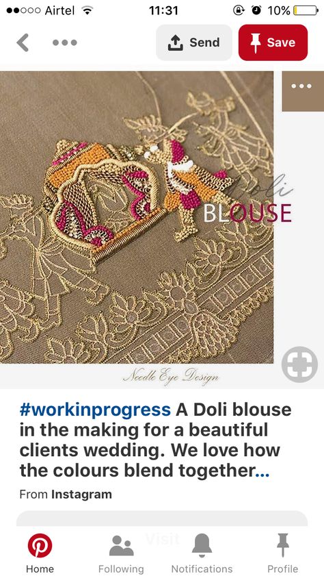 Doli work blouse Doli Design Embroidery, Hina Disgin, Doli Design, Paithani Blouse Design, Blouse Design Aari Work, Paithani Blouse, Choli Blouse Design, Blouse Maggam Work, Fancy Attire