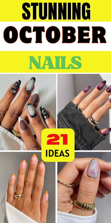 Add a touch of spookiness to your look with these nail designs! Perfect for Halloween or any time you want to show off your dark side. From bats to skulls, these nail art ideas are sure to impress! 👻 October Nail Ideas, Spooky Nail Designs, Spooky Nail, Spooky Nails, 25 October, Marble Nail Designs, Fall Nail Trends, October Nails, Spring Nail Designs