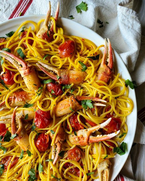 Saffron Butter Pasta with Shellfish | The Lemon Apron Saffron Butter, Saffron Pasta, Pasta Dough Recipe, Saffron Sauce, Pasta Noodle Recipe, Roasted Shrimp, Scrumptious Food, Butter Pasta, Easy Pasta Dishes