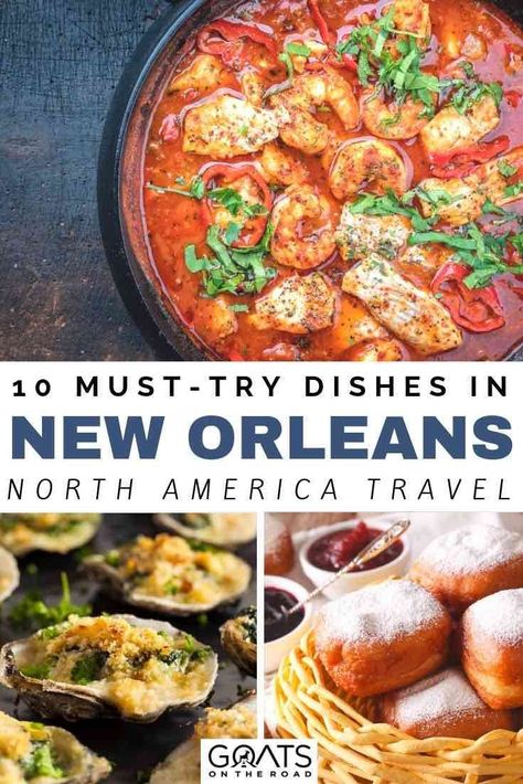 Want to have a foodie holiday? New Orleans in North America has so many delicious dishes to try! From Pralines to Oyster, King cake and more, here are the 10 best dishes to try! We’ve got the ultimate food guide. | #northamerican #wanderlust #foodies 4 Days In New Orleans, New Orleans Food Recipes, New Orleans Food, Jamaica Trip, Regional Recipes, Drinks To Try, New Orleans Recipes, Louisiana Travel, Travelling Tips