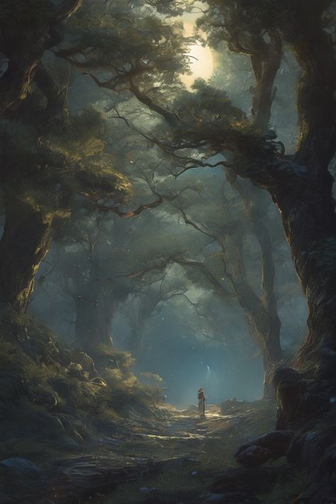 Fantasy Painting Aesthetic, Fantasy Forest Aesthetic, Mirkwood Forest, Fantasy Forest Art, Dark Fantasy Forest, Draw Forest, Fantasy Forest Landscape, Vast Forest, Enchanted Forest Art