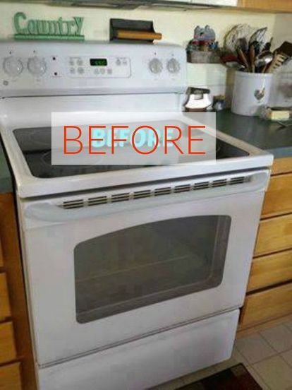 s don t buy new appliances these 9 diy hacks are brilliant, appliances, Before A plain white oven and stove White Kitchenaid Mixer, Large Kitchen Appliances, Appliance Makeover, Painting Appliances, White Stove, Oven Diy, White Kitchen Appliances, White Fridges, Huge Bedrooms