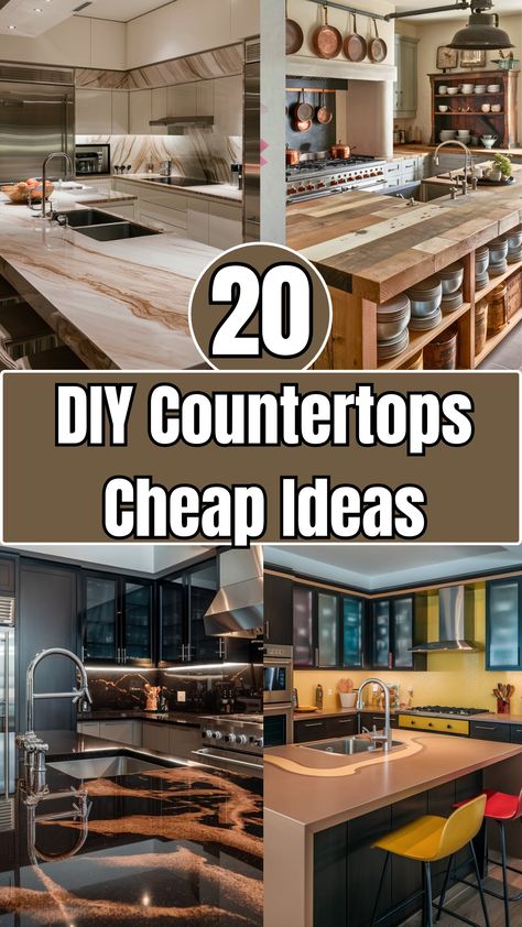 20 DIY Countertops Cheap [Within Budget] – craftydiyers.com Diy Wood Countertops Kitchen, Diy Countertops Cheap, Countertops Cheap, Kitchen Counter Diy, Diy Butcher Block Countertops, Redo Kitchen Counter Tops, Cheap Kitchen Countertops, Countertop Redo, Plywood Countertop