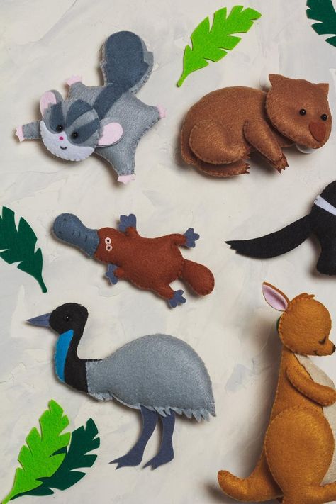 Felt australian animals Christmas ornaments Kids learning toys | Etsy Felt Australian Animals Patterns Free, Felt Learning, Christmas Ornaments Kids, Felt Patterns Free, Aussie Animals, Felt Plushie, Kids Learning Toys, Elephant Crafts, Diy Baby Mobile