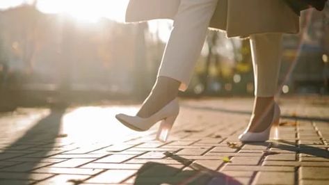 Person Walking Video, Film Moodboard, Walking Video, Walking Animation, Women Ceo, Walking In Heels, Sunset Light, Walk Together, Lady Shoes