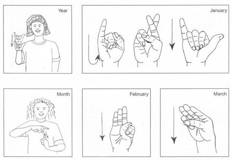 Asl Months Of The Year, Asl Sign Language, Asl Signs, Stem Crafts, Months Of The Year, American Sign Language, In Sign, Book Signing, Sign Language