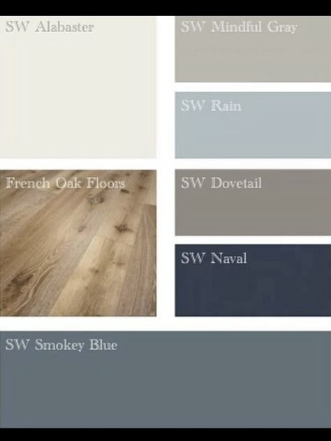 Minwax Color Of The Year, Accent Wallpaper Bathroom Modern, Greige And Blue Color Scheme, Sw Modern Gray Color Palette, Slate Blue Interior Design, 2023 Color Schemes For Home, Rustic House Paint Colors Interior, Paint And Wood Combinations, Cozy Bedroom Color Palette