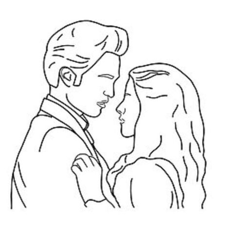 Twilight Sketches Easy, Twilight Line Art, Twilight Coloring Pages, Twilight Doodles, Twilight Embroidery, Twilight Illustration, Twilight Coloring, Twilight Drawing, Kissing Line Art