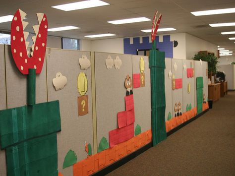 It's the time of year again! Check out our blog post to see unique ideas on how to decorate your cubicle this Halloween season! Cubicle Halloween Decorations, Halloween Cubicle, Cube Decor, Halloween Office Party, Office Halloween Decorations, Super Mario Bros Birthday Party, Halloween Office, Mario Bros Birthday, Super Mario Birthday Party