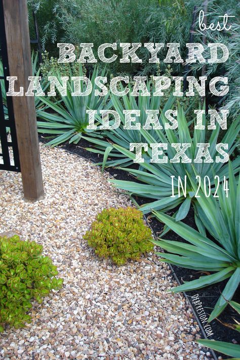 Struggling with a Texas backyard? We feel you! From plants to rocks to irrigation, here are the best backyard landscaping ideas in Texas! Dallas Garden Ideas, Backyard Landscaping In Arizona, Xeriscape Landscaping Texas, South Texas Backyard Landscaping, Low Maintenance Texas Landscaping, El Paso Landscaping Ideas, Backyard Texas Landscaping, Simple Landscaping Front Yard Low Maintenance Texas, Texas Hill Country Backyard Landscaping