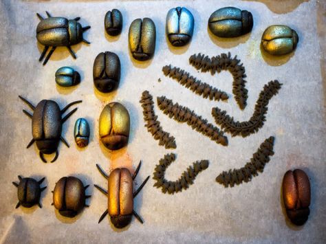 Marzipan Bugs Recipe - Food.com Ghoulish Food, Bug Birthday Cakes, Bug Food, Edible Bugs, Beetlejuice Wedding, Bug Cupcakes, Creepy Food, Edible Luster Dust, Bug Cake