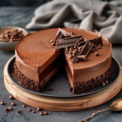 Gâteau Mousseux au Chocolat Chocolate Mousse Cake Recipe Easy, Choco Mousse Cake, Mousse Entremet, Chocolate Fudge Mousse Cake, Taco Ring Recipe, Mousse Au Chocolat Torte, Dessert Original, Chocolate Mousse Cake, Mousse Cake